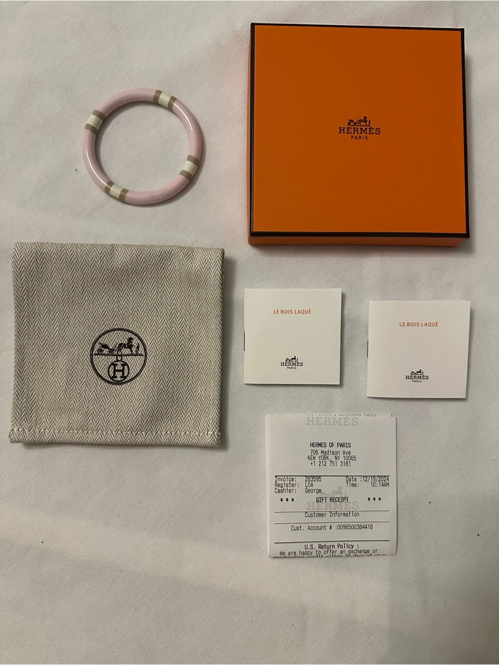 Hermes Pink Enamel Bracelet with Gold Accents